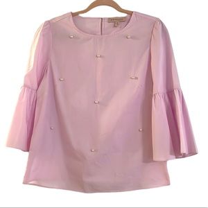 Philosophy pink Pearl bell sleeve accent top S Barbiecore coquette